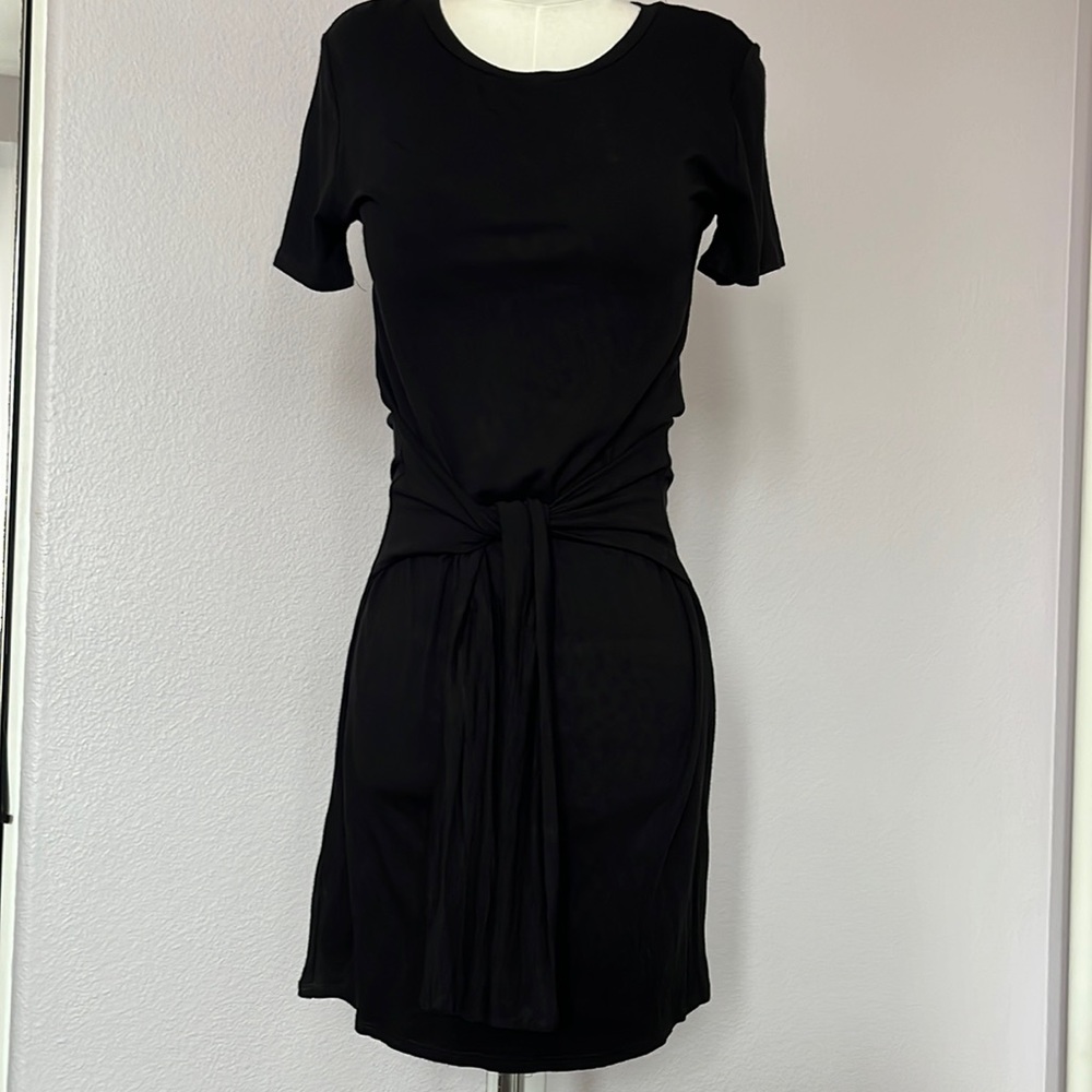 Black T-Shirt Dress w/ Attached Sash